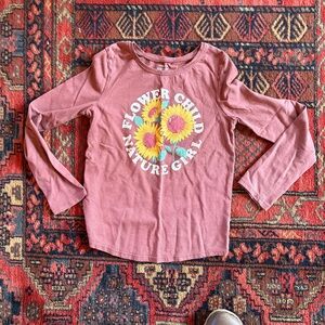 Jumping Beans Pink Long Sleeve Tee with Sparkly Sunflowers